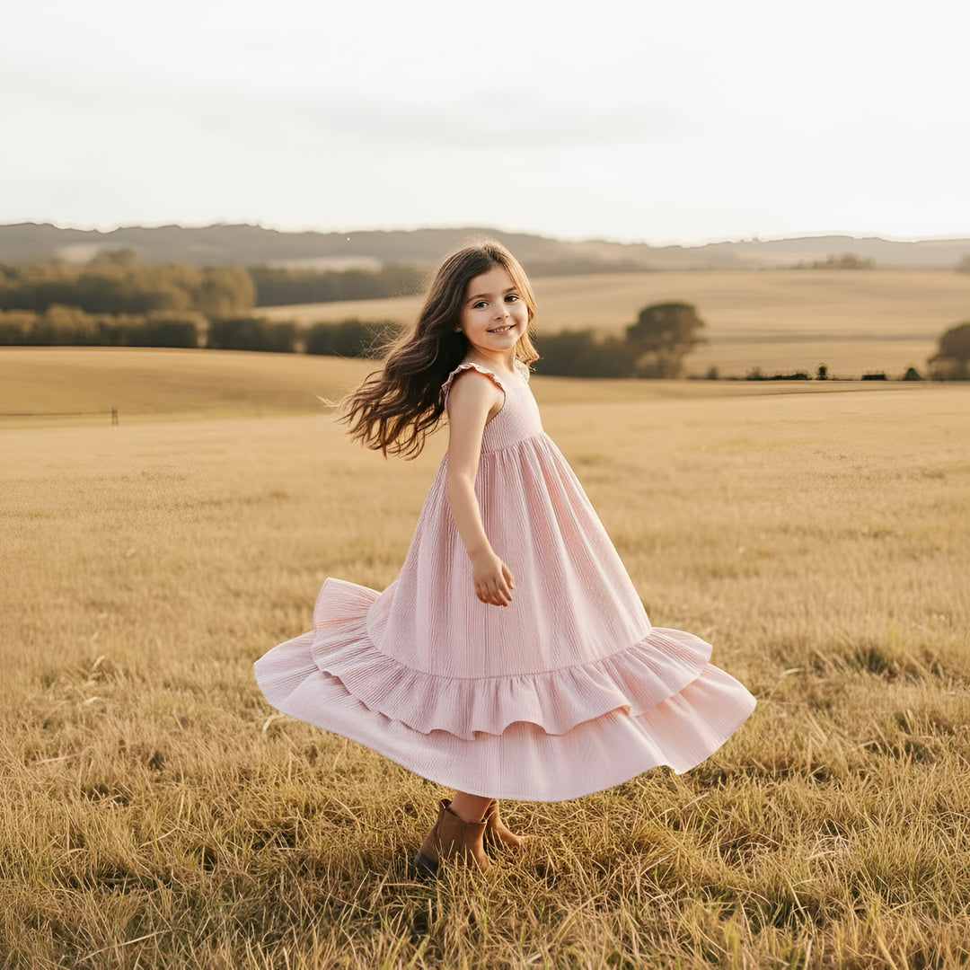 Girls Maxi Dress - Red Stripe