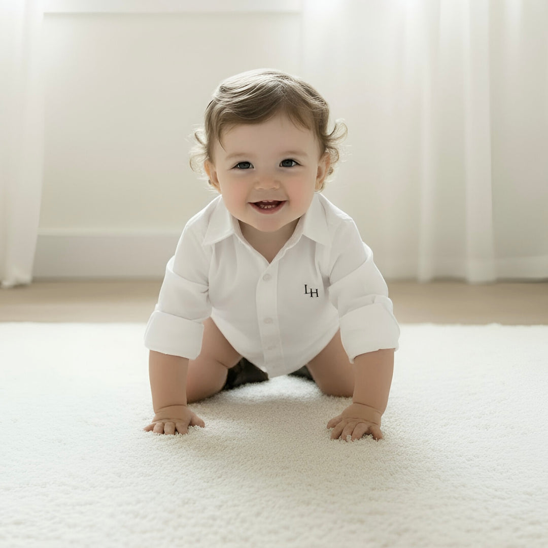 Baby Boys Dress Shirt Romper - White