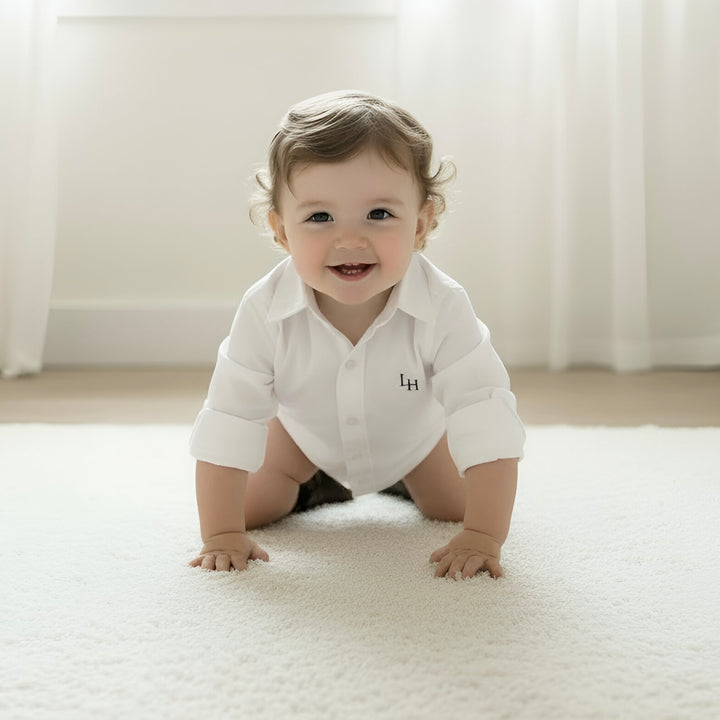 Baby Boys Dress Shirt Romper - White