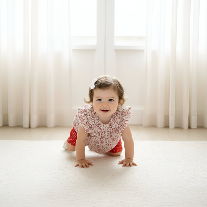 Baby Girls Lucy Shorts - Red Polka Dots
