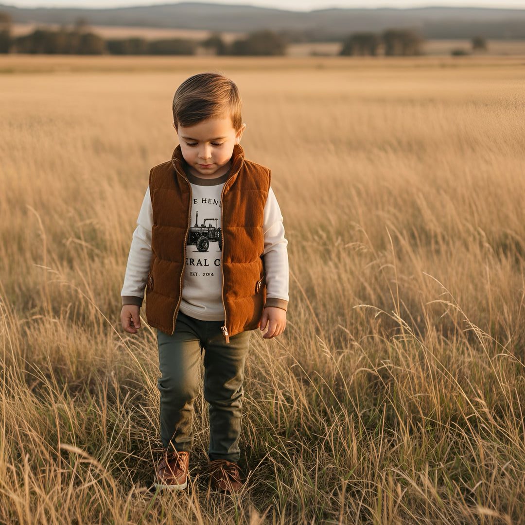 Boys Cooper Puffer Vest - Dark Chestnut
