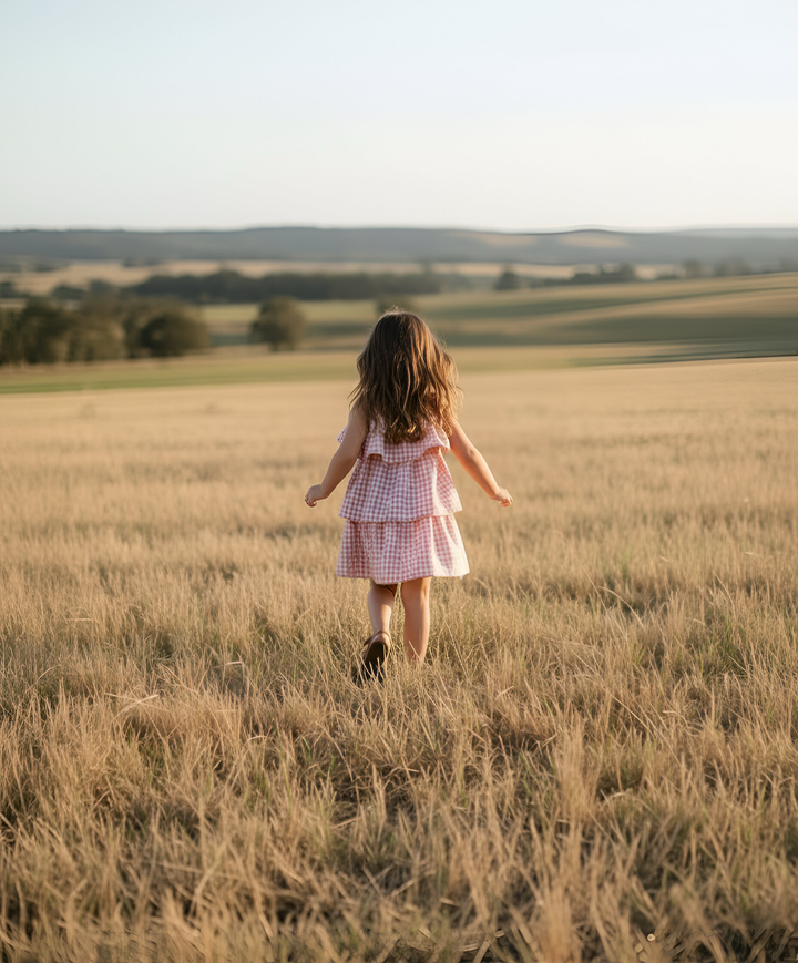 Girls Sadie Dress - Pink Check