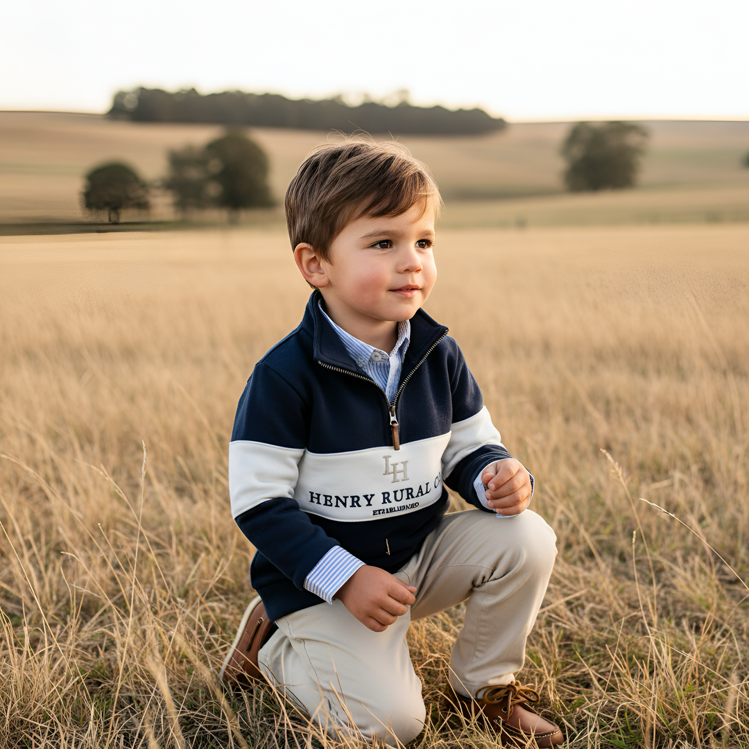 Boys Rural Co Sweater - Navy/White