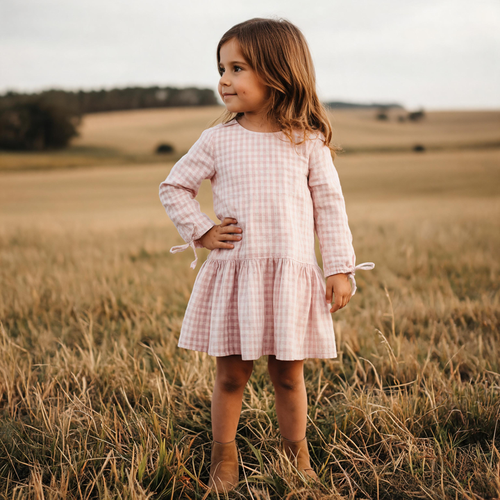 Girls Frankie Dress -  Pink Check