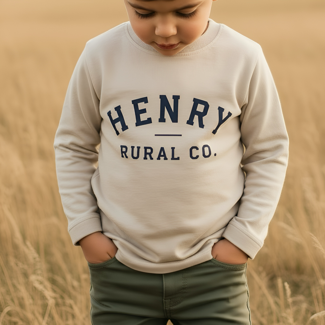 Boys LS Tee - Henry Rural Co - Stone