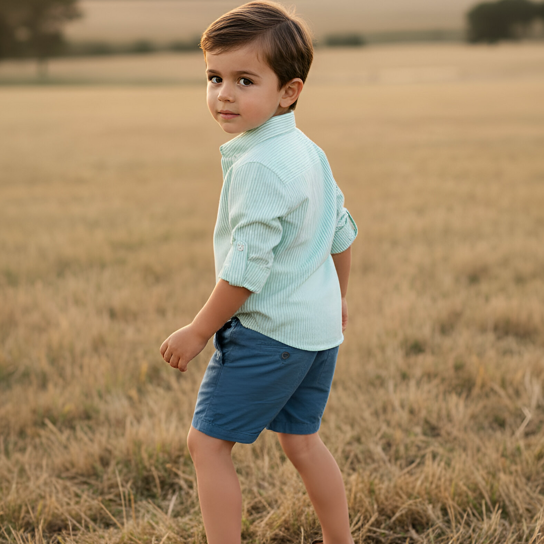 Boys Sonny Shorts - Blue Linen 26
