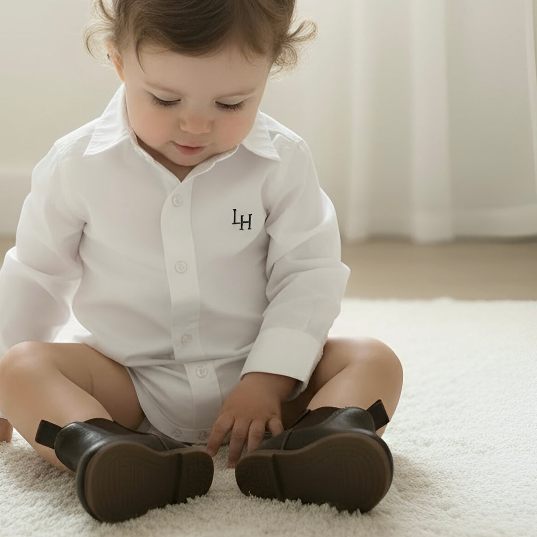 Baby Boys Dress Shirt Romper - White