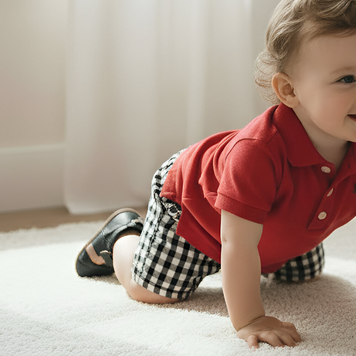 Baby Boys Polo Romper - Red 26
