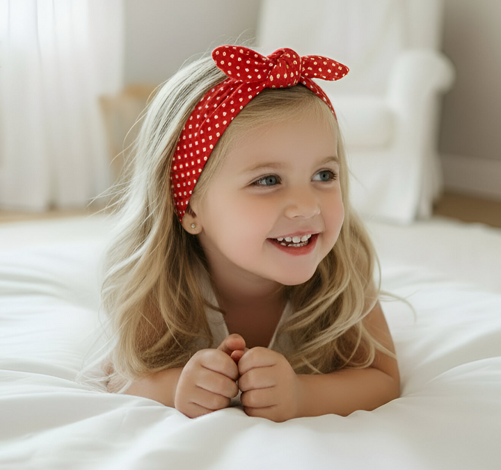 Girls Headband - Red Polka Dots
