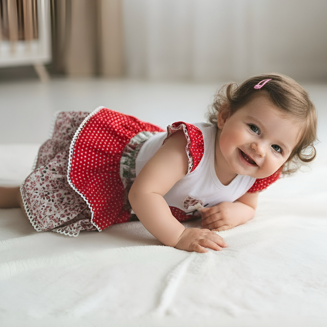Baby Girls Frilly Pilcher Skirt - Festive Floral