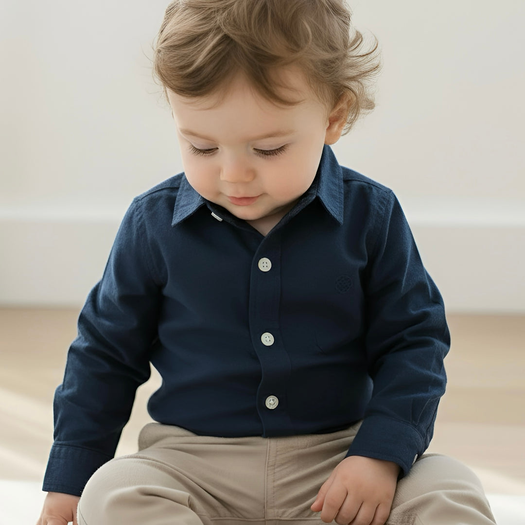 Baby Boys Dress Shirt Romper - Navy