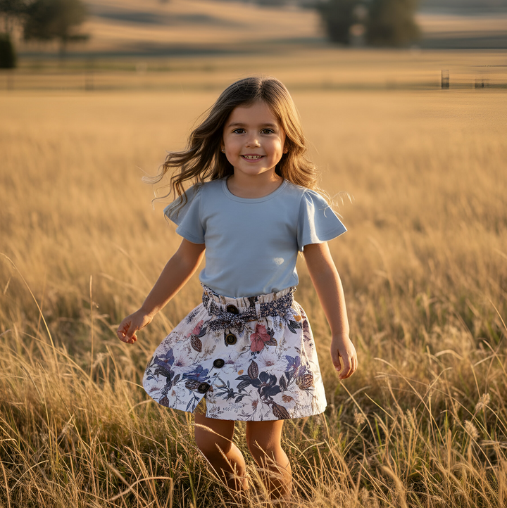 Girls Frill Sleeve Top - Blue