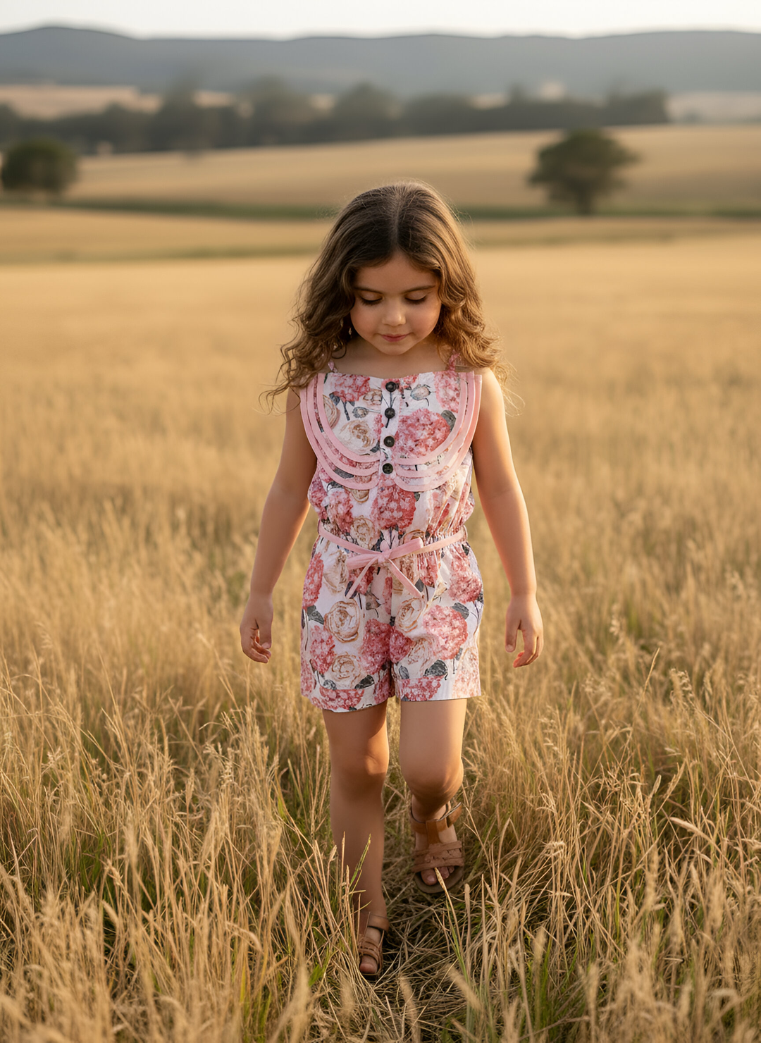 Girls Miranda Playsuit - Pink Blossom