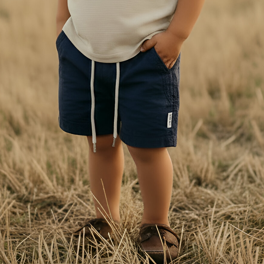 Boys Sonny Shorts - Navy Linen 26