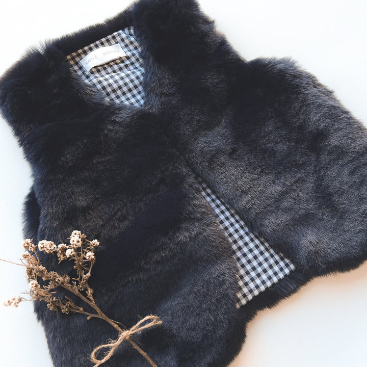 Girls Fur Vest -  Navy