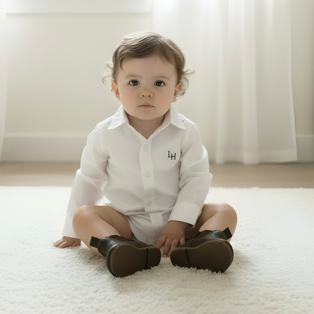 Baby Boys Dress Shirt Romper - White