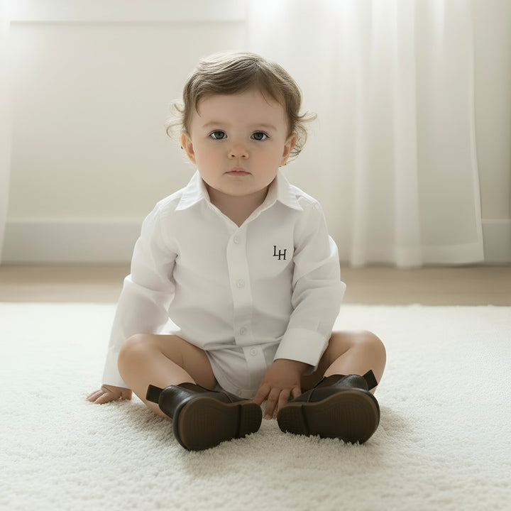 Baby Boys Dress Shirt Romper - White