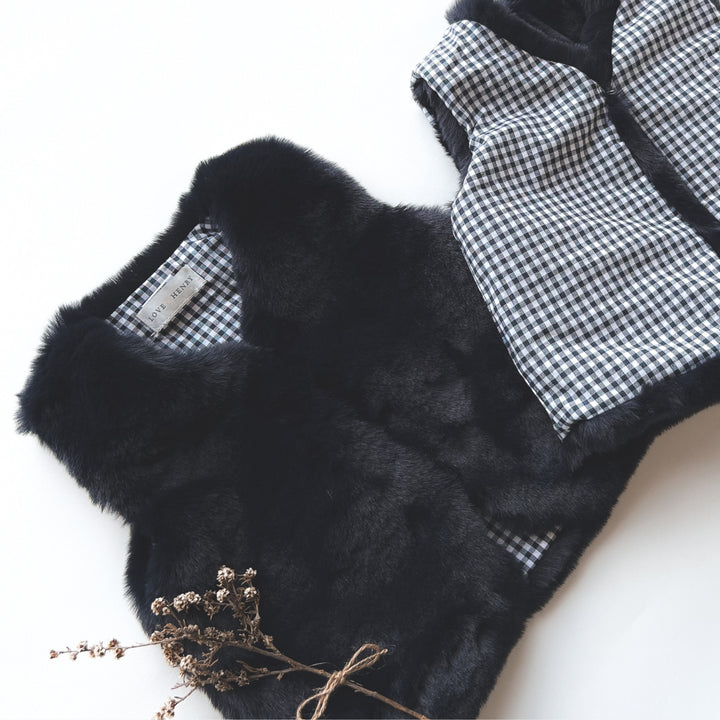 Girls Fur Vest -  Navy