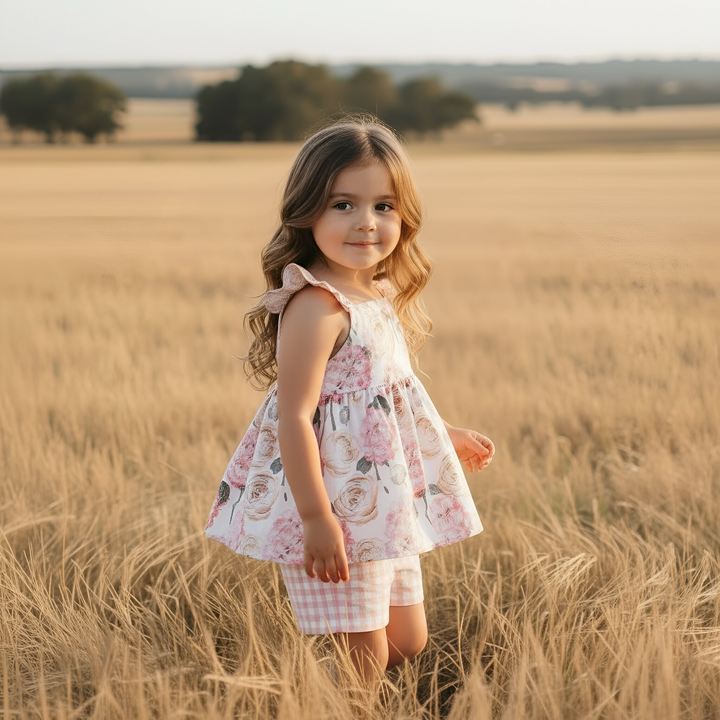 Girls Esme Top - Pink Blossom