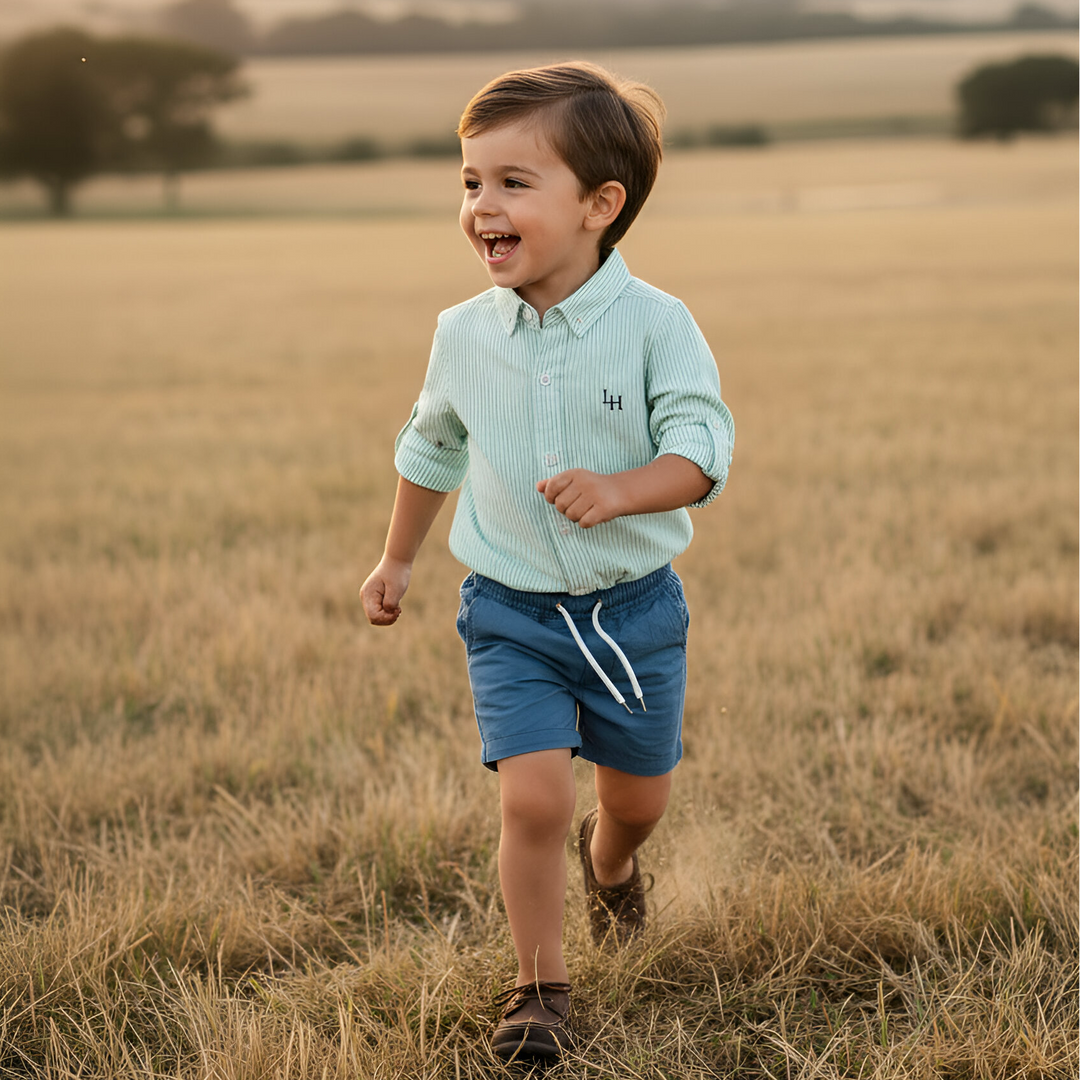 Boys Sonny Shorts - Blue Linen 26