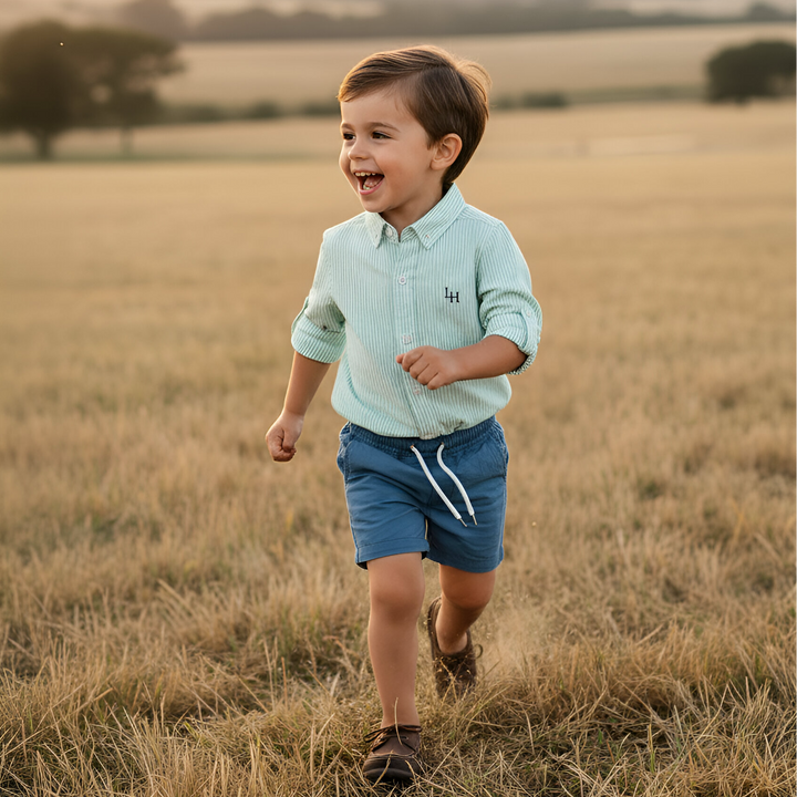 Boys Sonny Shorts - Blue Linen 26