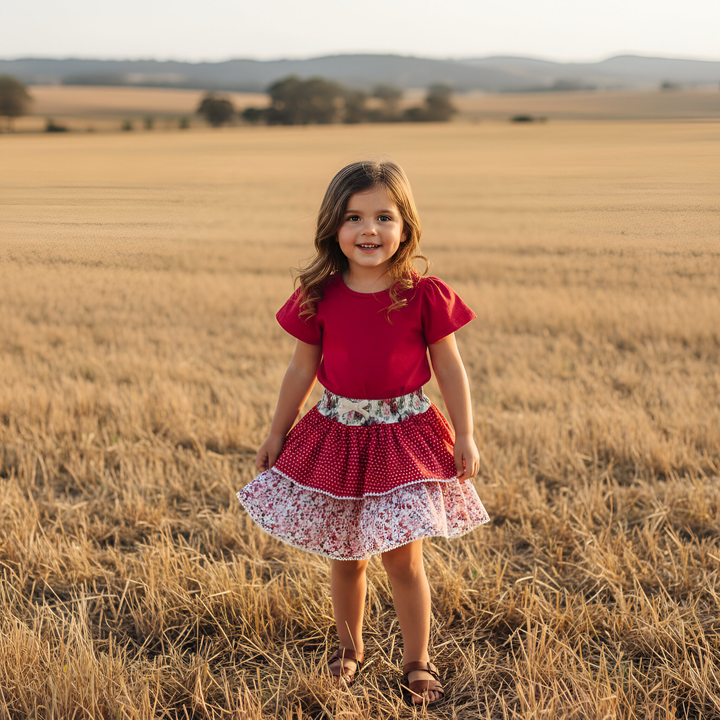 Girls Frilly Skirt - Festive Floral 26