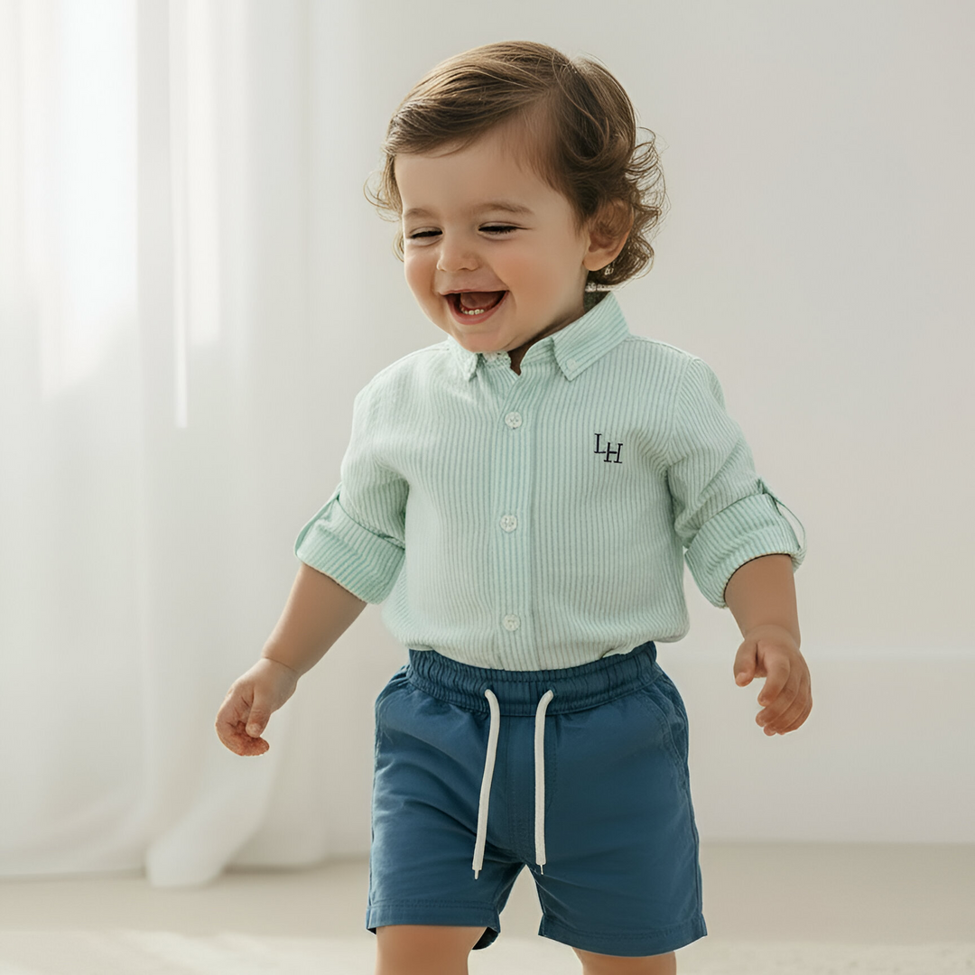 Baby Boys Sonny Short - Blue Linen 26