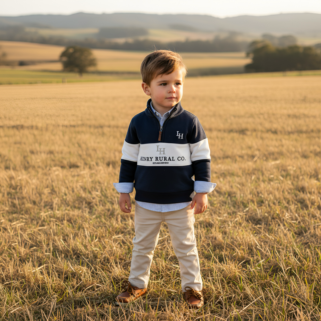 Boys Rural Co Sweater - Navy/White