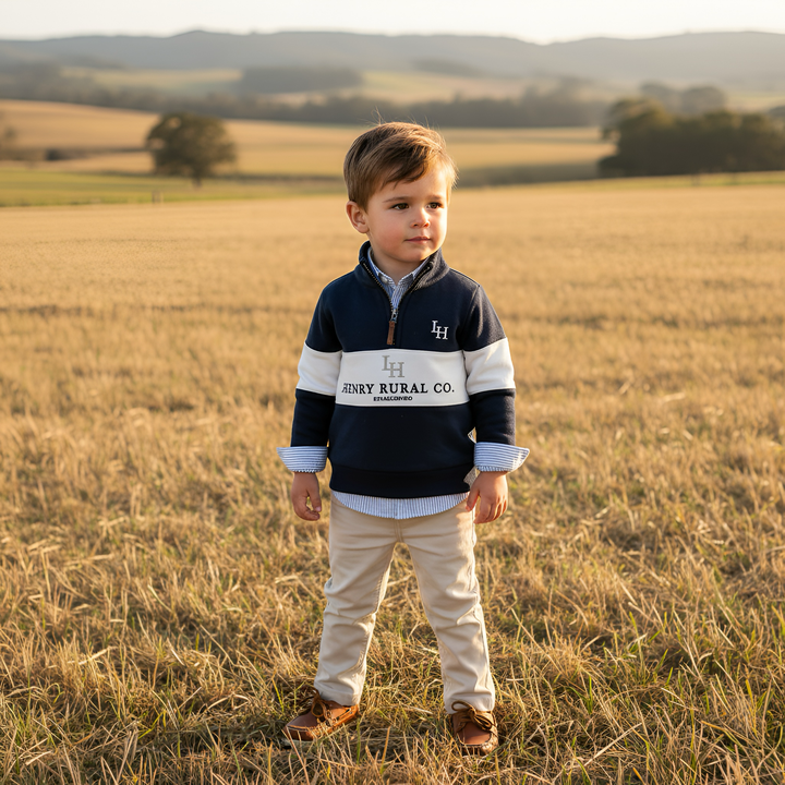 Boys Rural Co Sweater - Navy/White