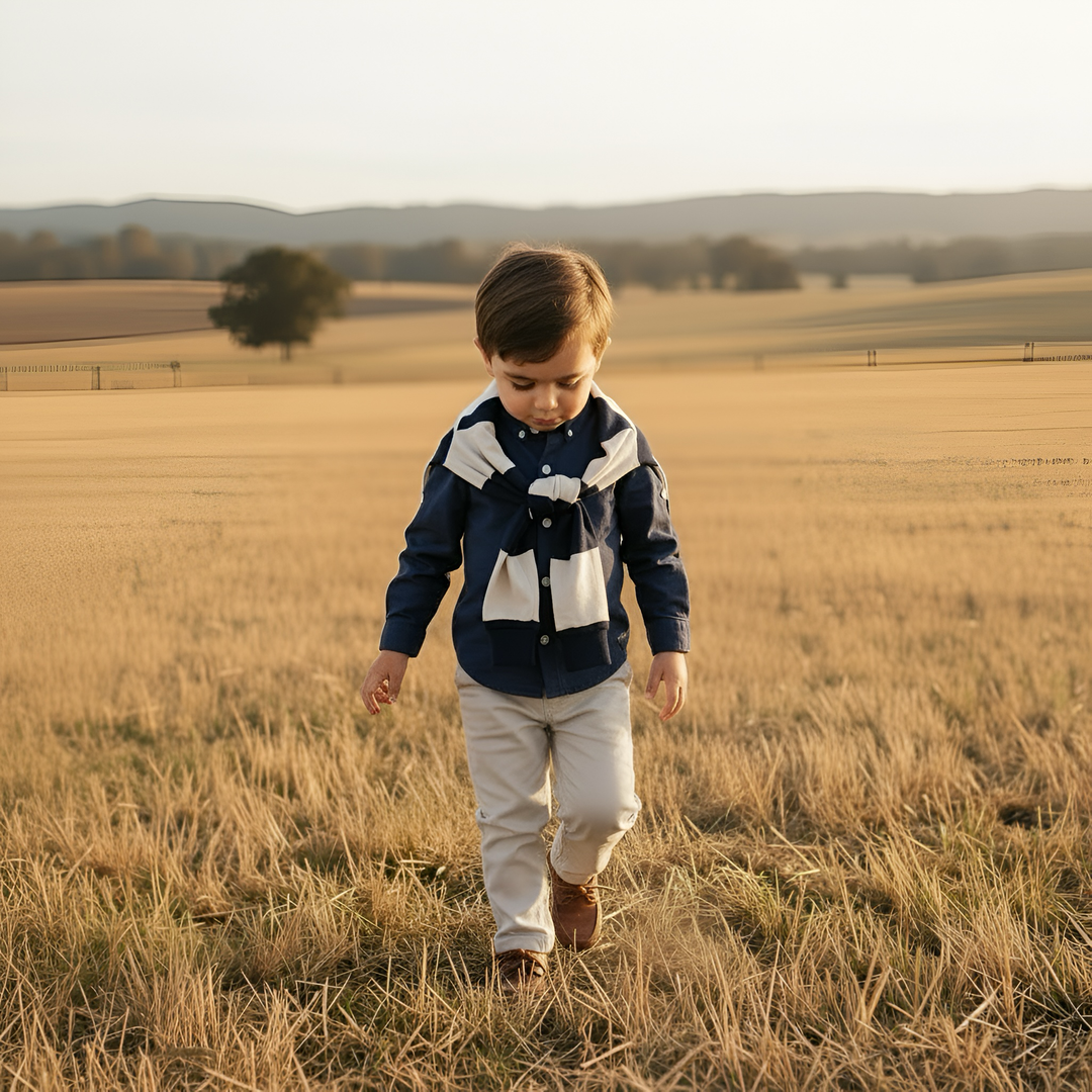 Boys Freddie Rugby Polo - Cream Stripe