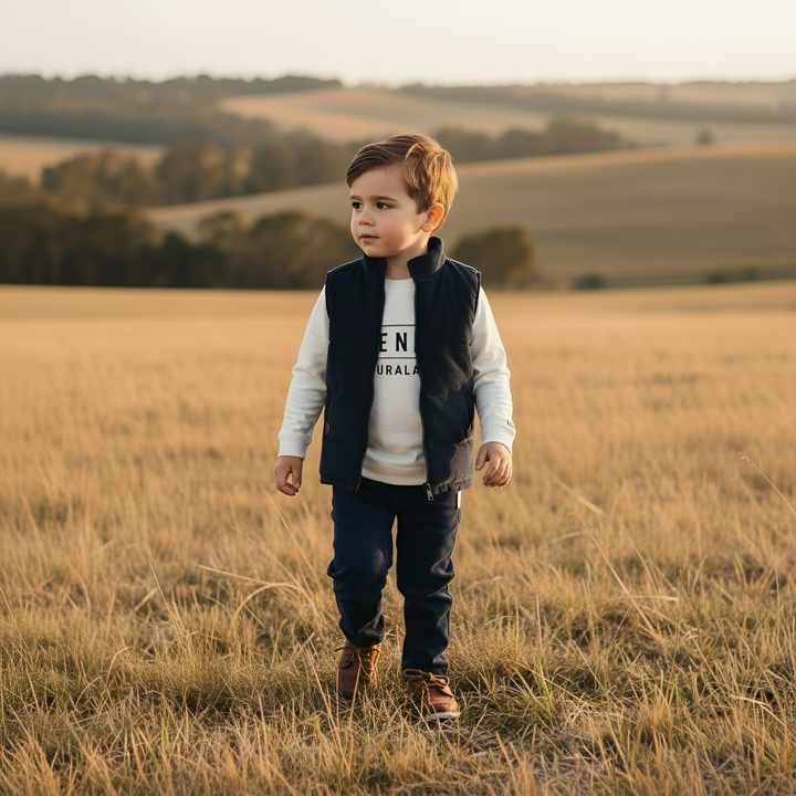 Boys Cooper Puffer Vest - Navy Corduroy