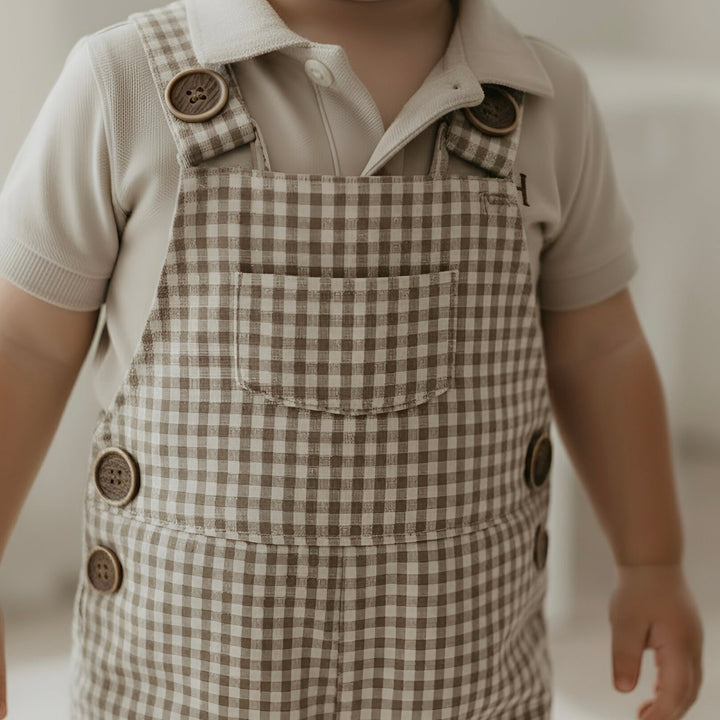 Baby Boys Roy Dungaree - Brown Gingham