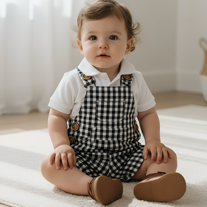 Baby Boys Roy Dungaree - Navy Check 26