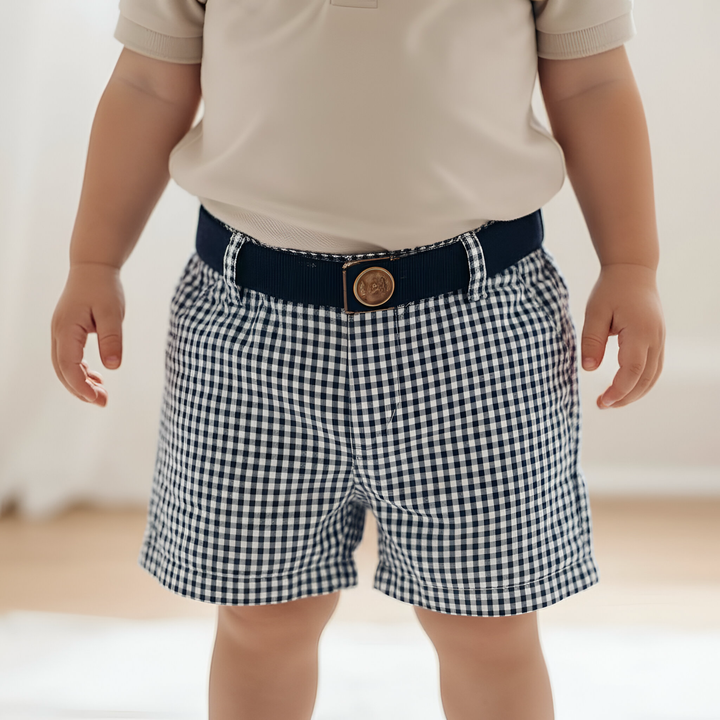 Baby Boys Oscar Shorts - Navy Gingham 26