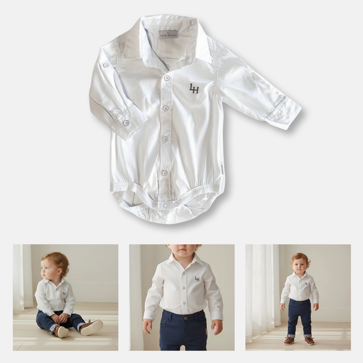Baby Boys Dress Shirt Romper - White
