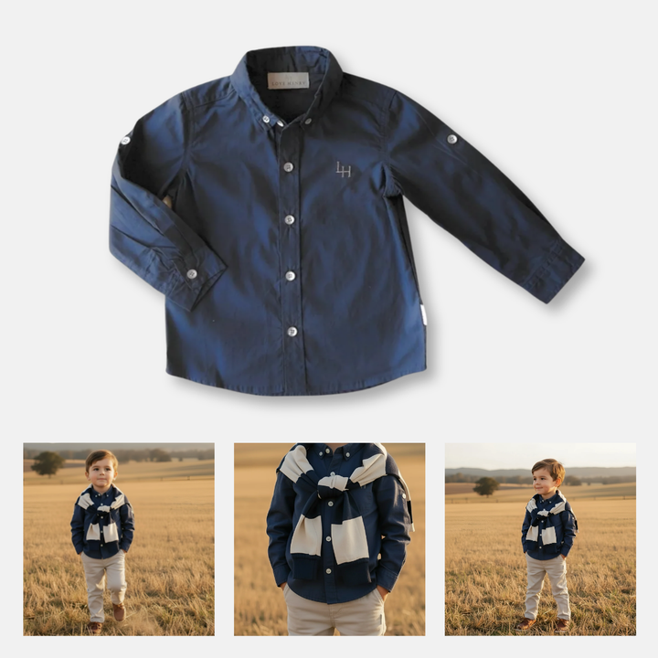 Boys Oxford Dress Shirt -  Navy