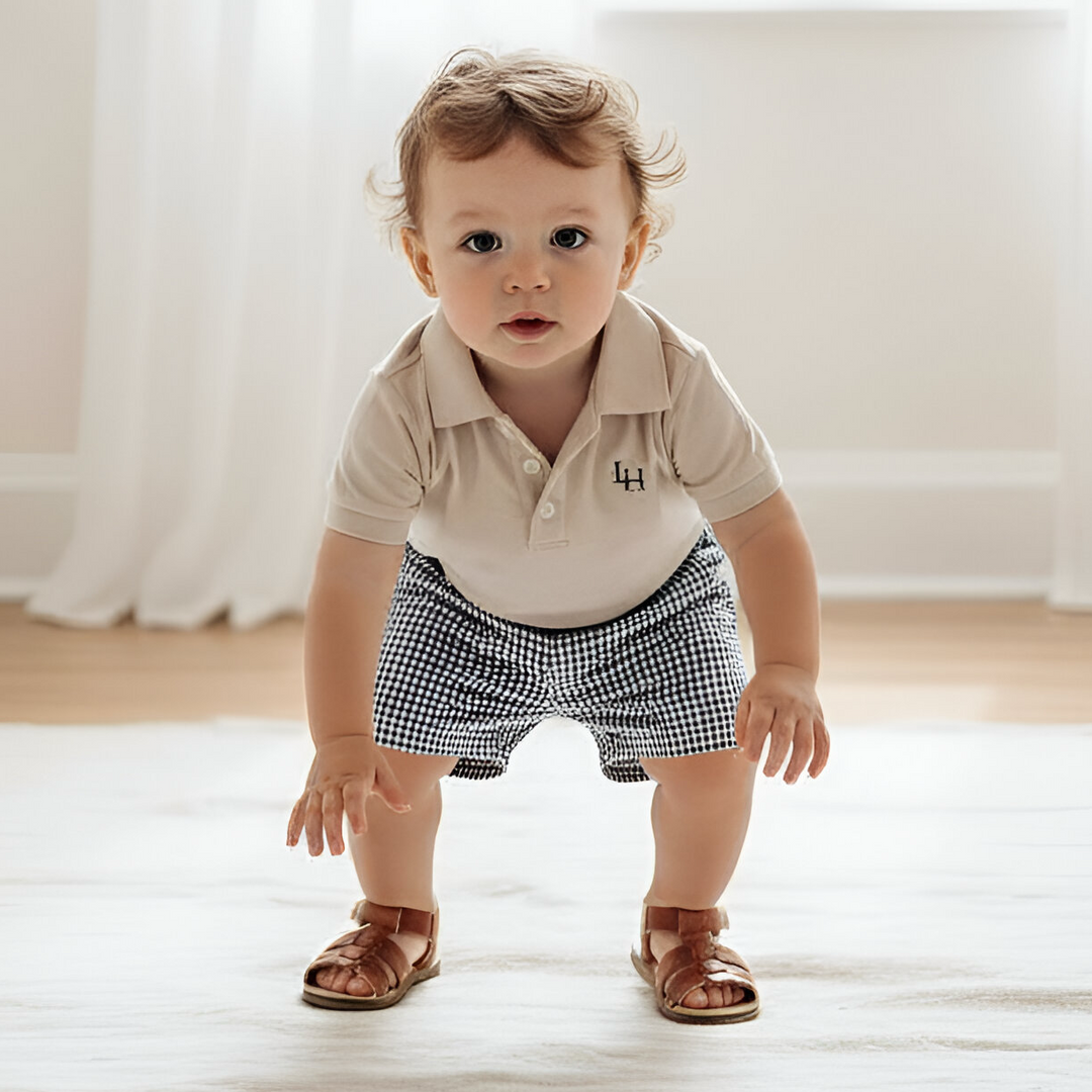 Baby Boys Oscar Shorts - Navy Gingham 26