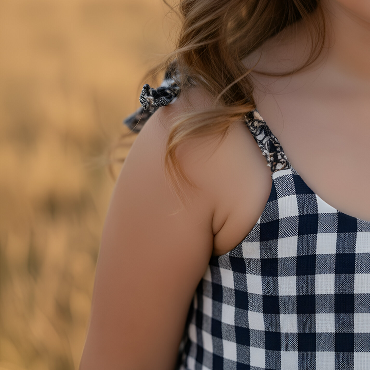 Girls Eden Dress - Navy Check