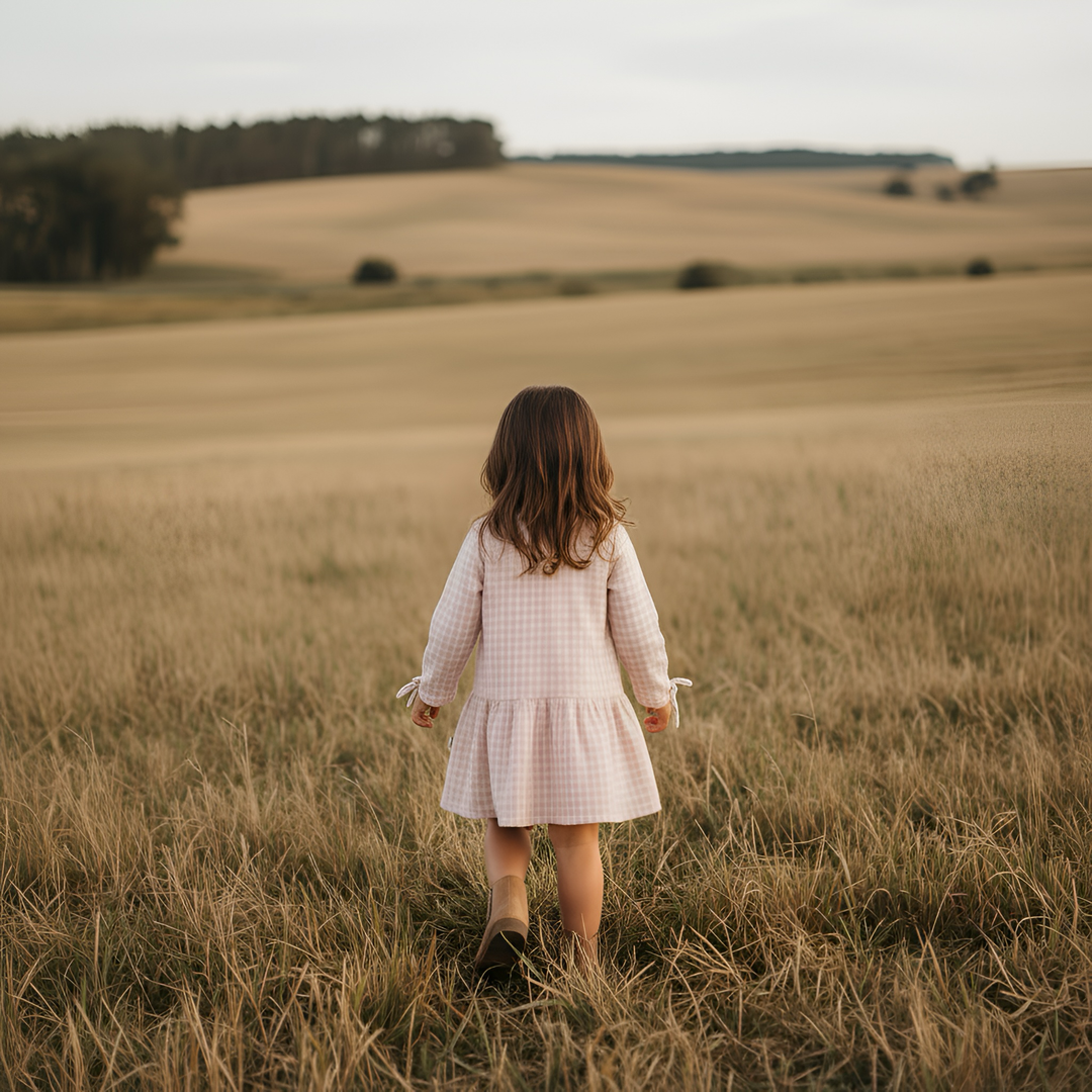 Girls Frankie Dress -  Pink Check