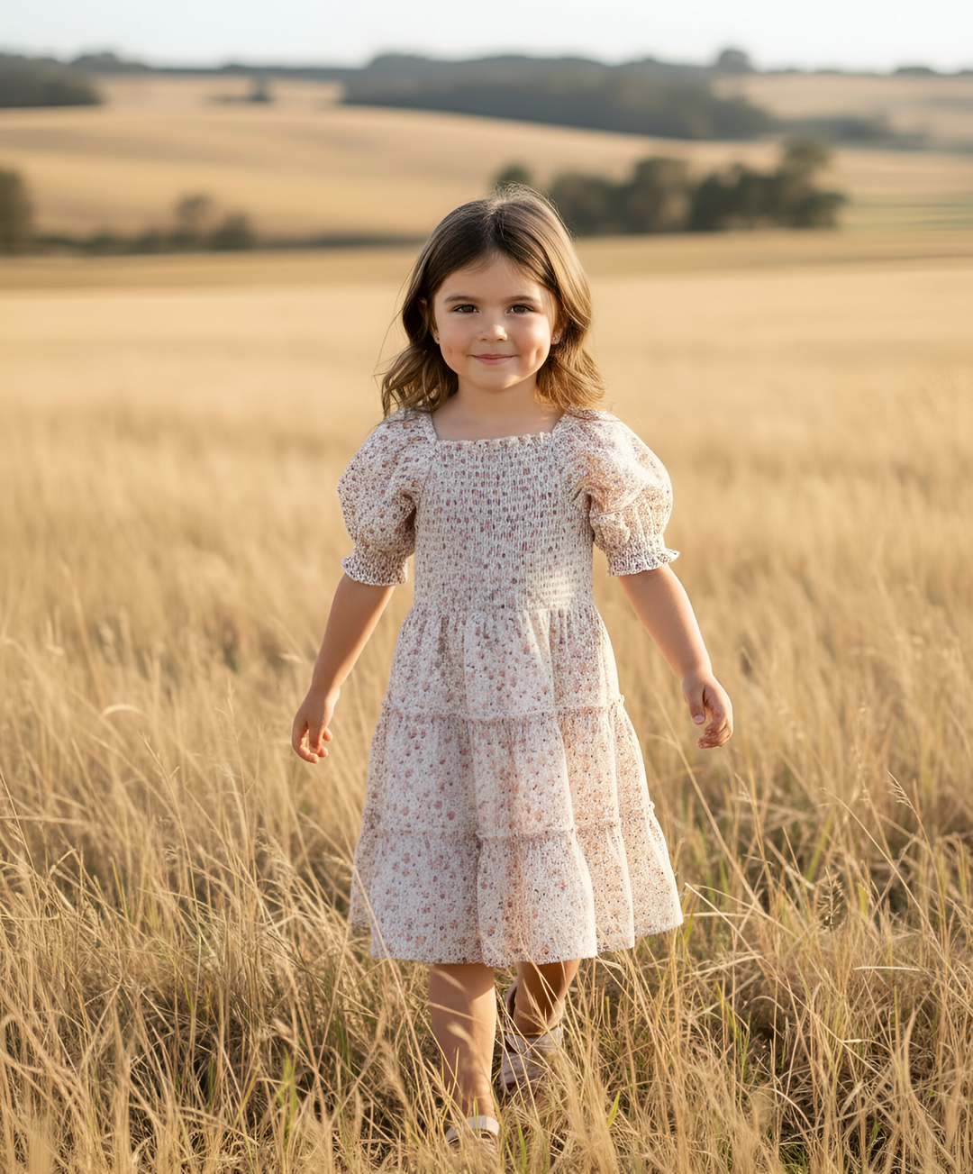 Girls Daisy Dress -  Pink Floral