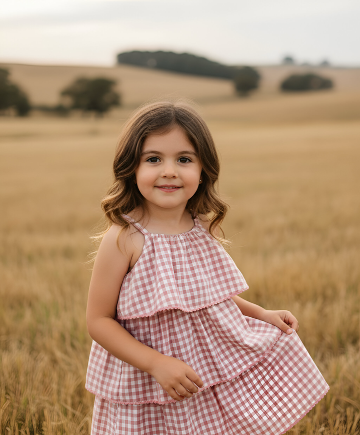 Girls Sadie Dress - Pink Check