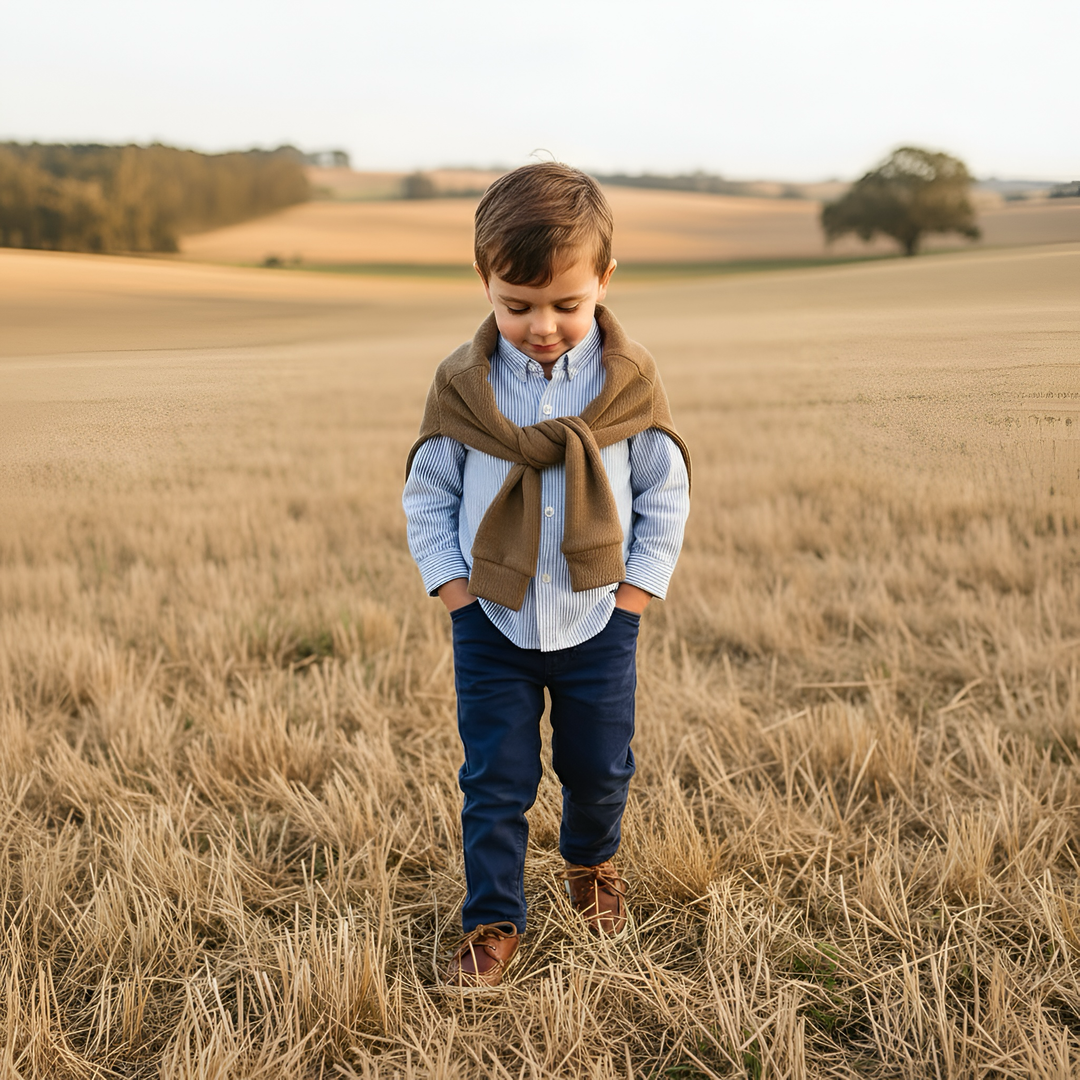 Boys Oxford Dress Shirt - Navy Pinstripe