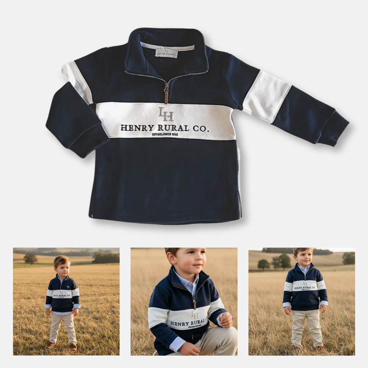 Boys Rural Co Sweater - Navy/White