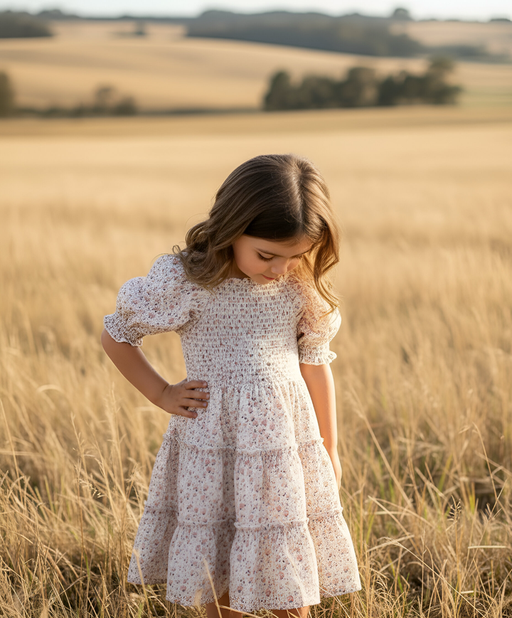 Girls Daisy Dress -  Pink Floral