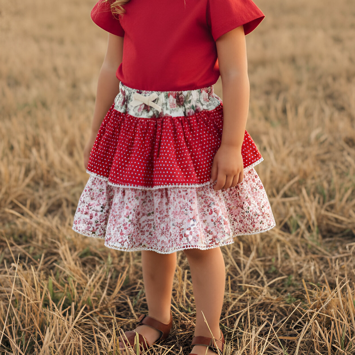 Girls Frilly Skirt - Festive Floral 26