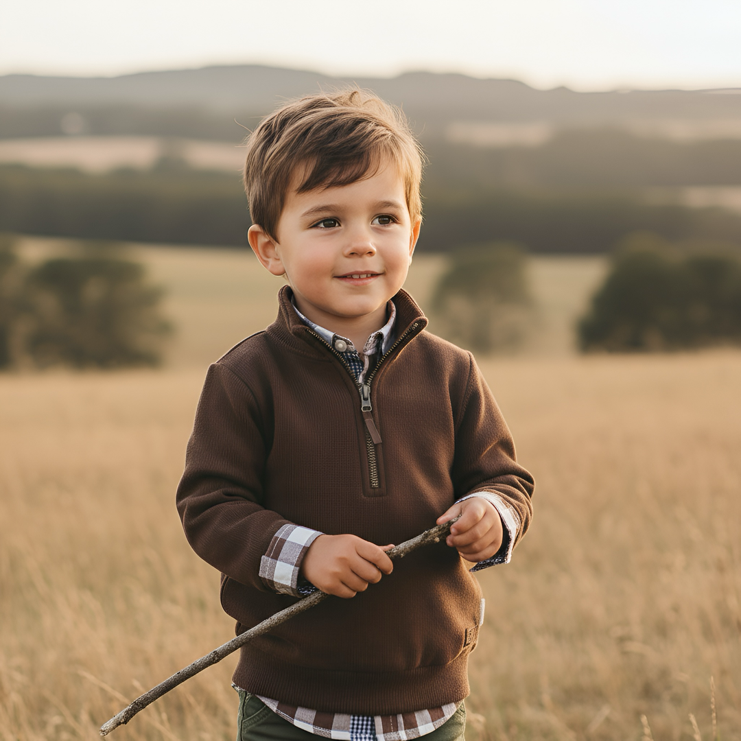 Boys Dress Shirt - Large Chestnut Check