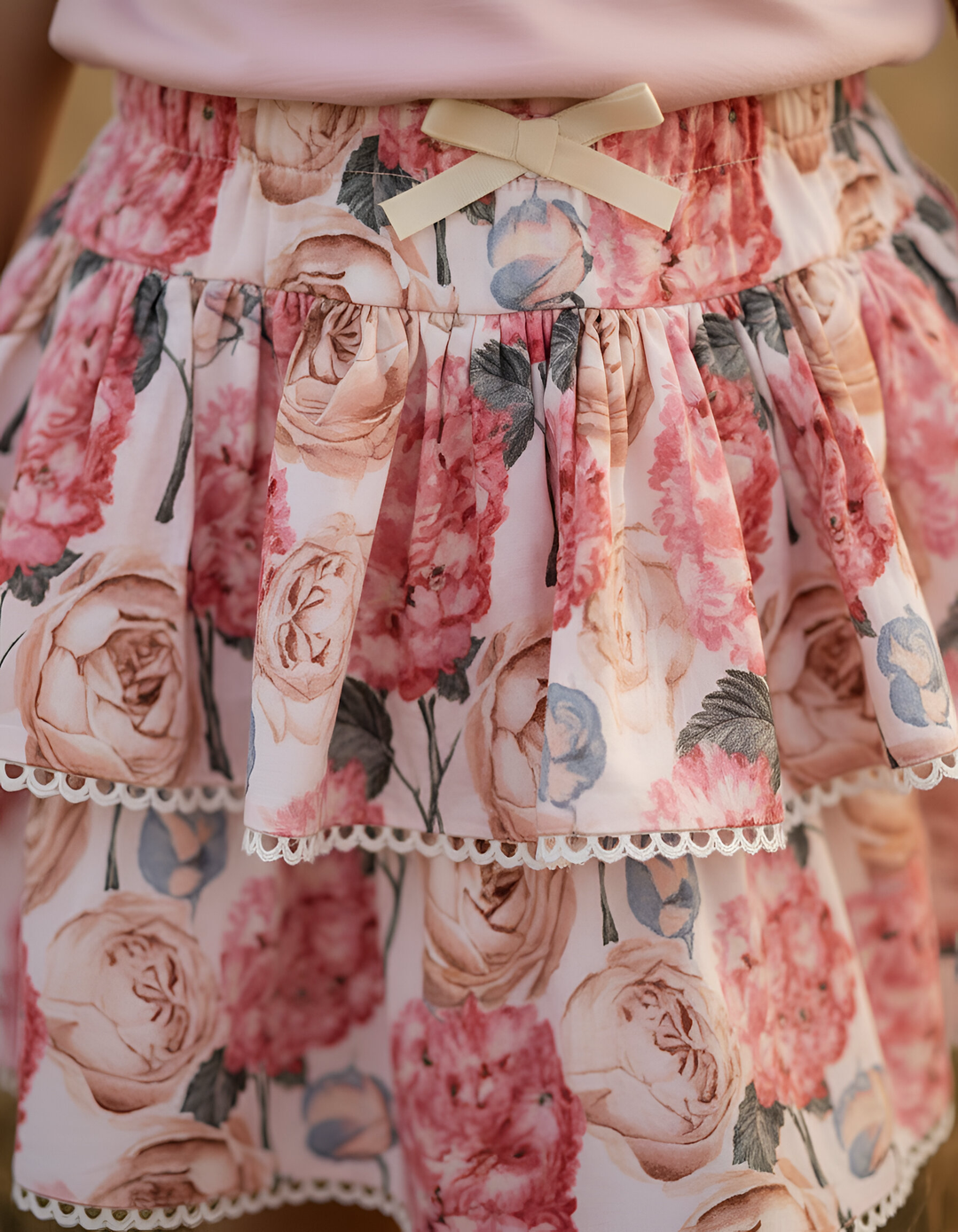 Girls Frilly Skirt - Pink Blossom