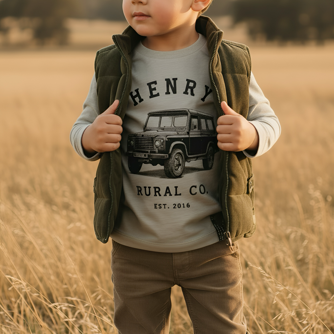 Boys LS Tee - Land Rover Print - Sage