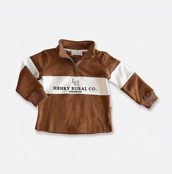 Boys Rural Co Sweater - Chestnut/White