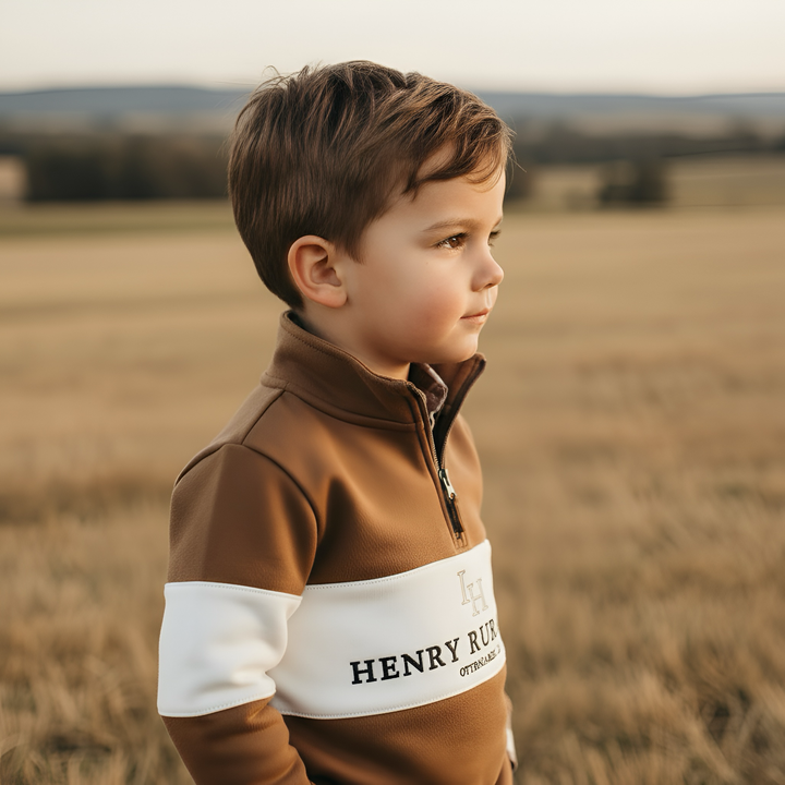 Boys Rural Co Sweater - Chestnut/White